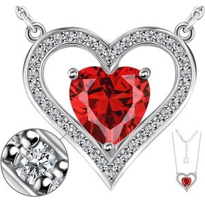 HCJ Rhodium-Plated Silver Heart Necklace
